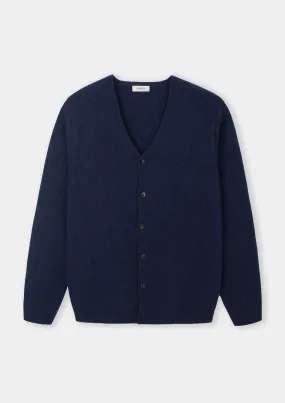 Navy Brushed Wool Cashmere Cardigan