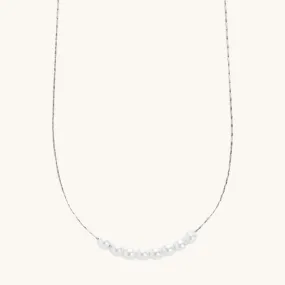 Nina Dainty Pearl Necklace - Silver