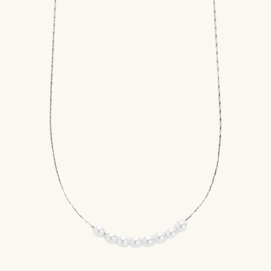 Nina Dainty Pearl Necklace - Silver