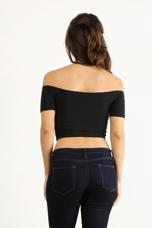 Off Shoulder Crop Top-Cotton Lycra