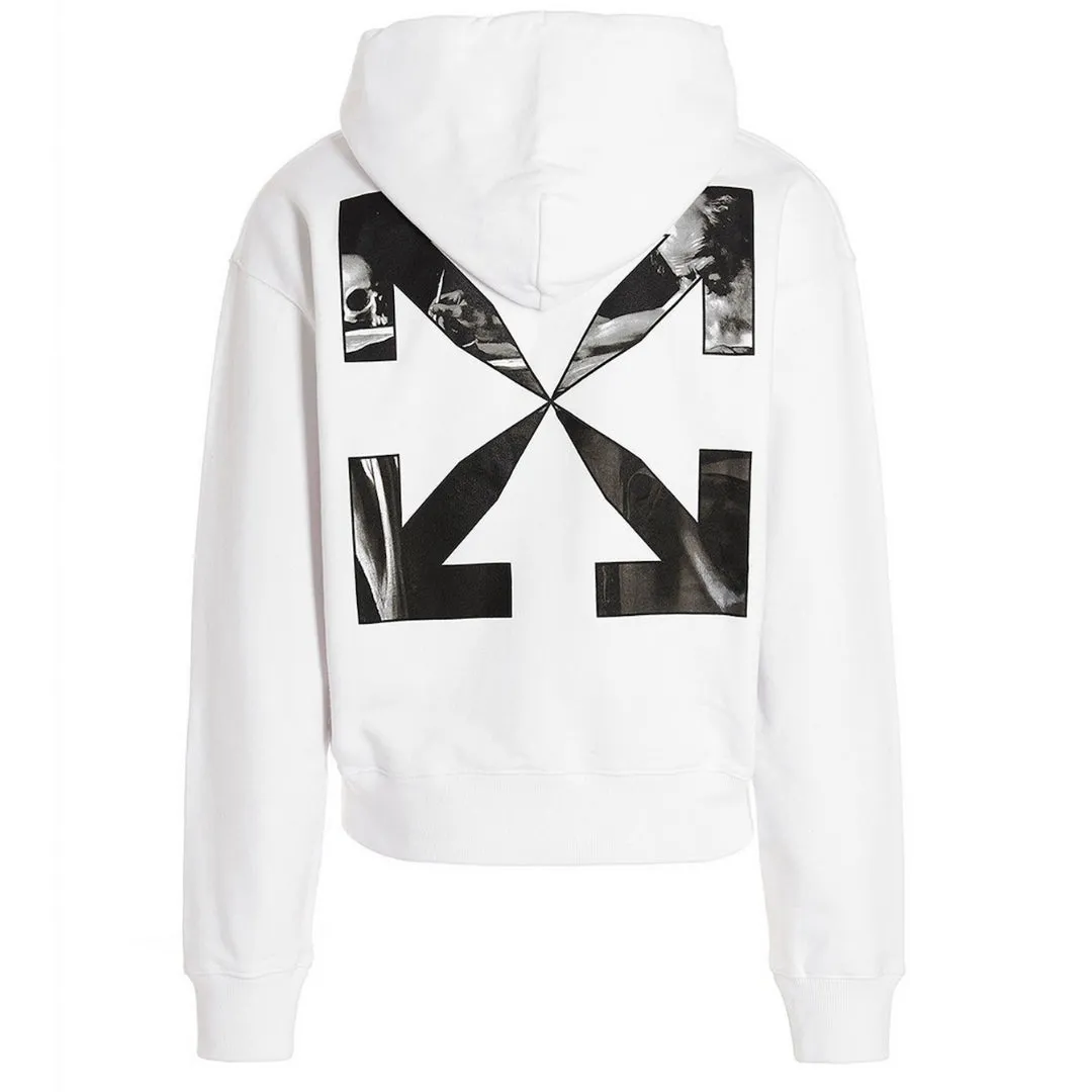 Off-White Oversized Fit Caravag Arrow Logo White Hoodie