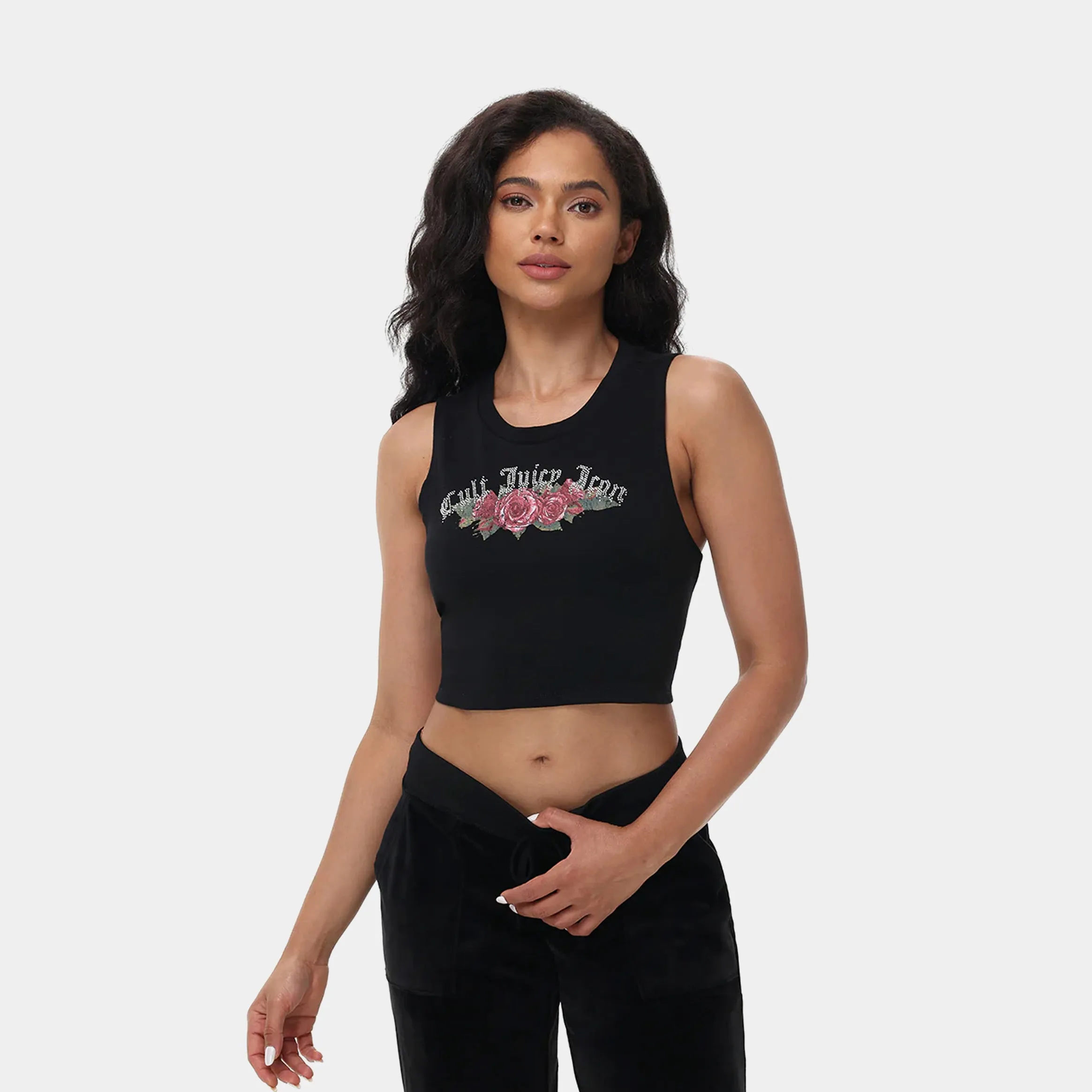 OG Cropped Graphic Womens Tank Top (Black/Red)