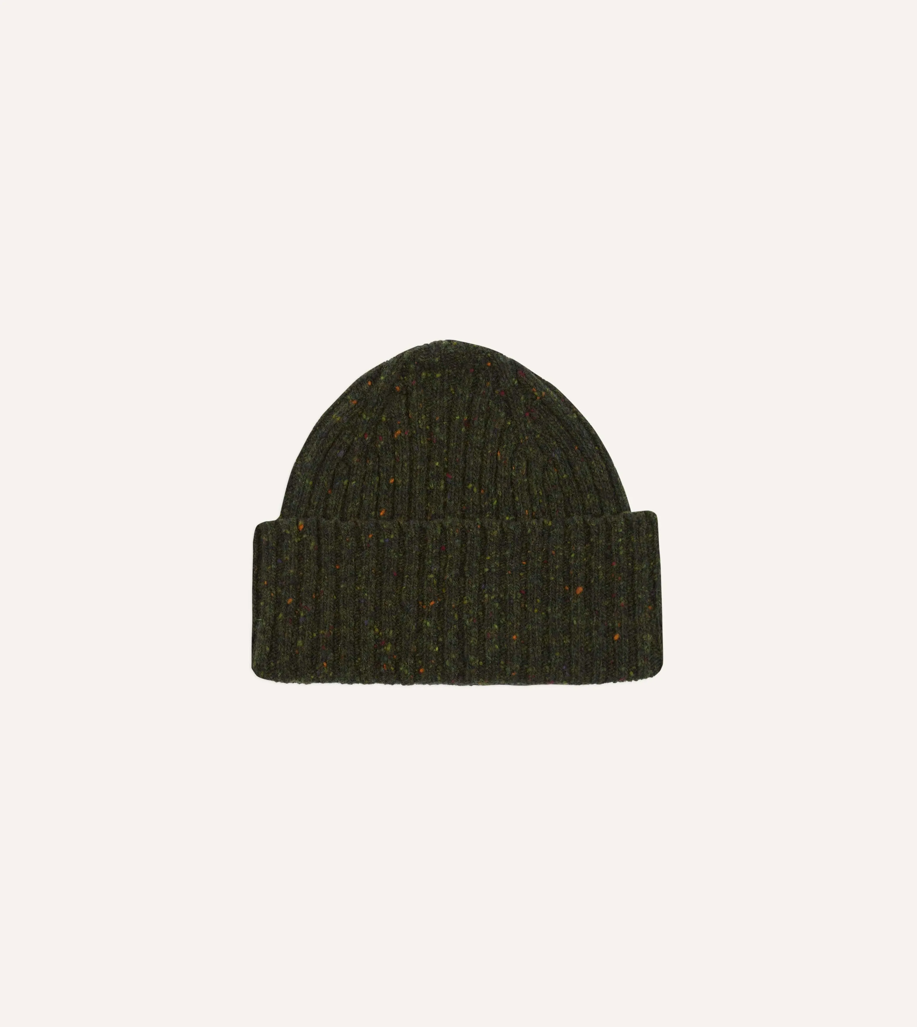 Olive Donegal Ribbed Merino Knit Cap