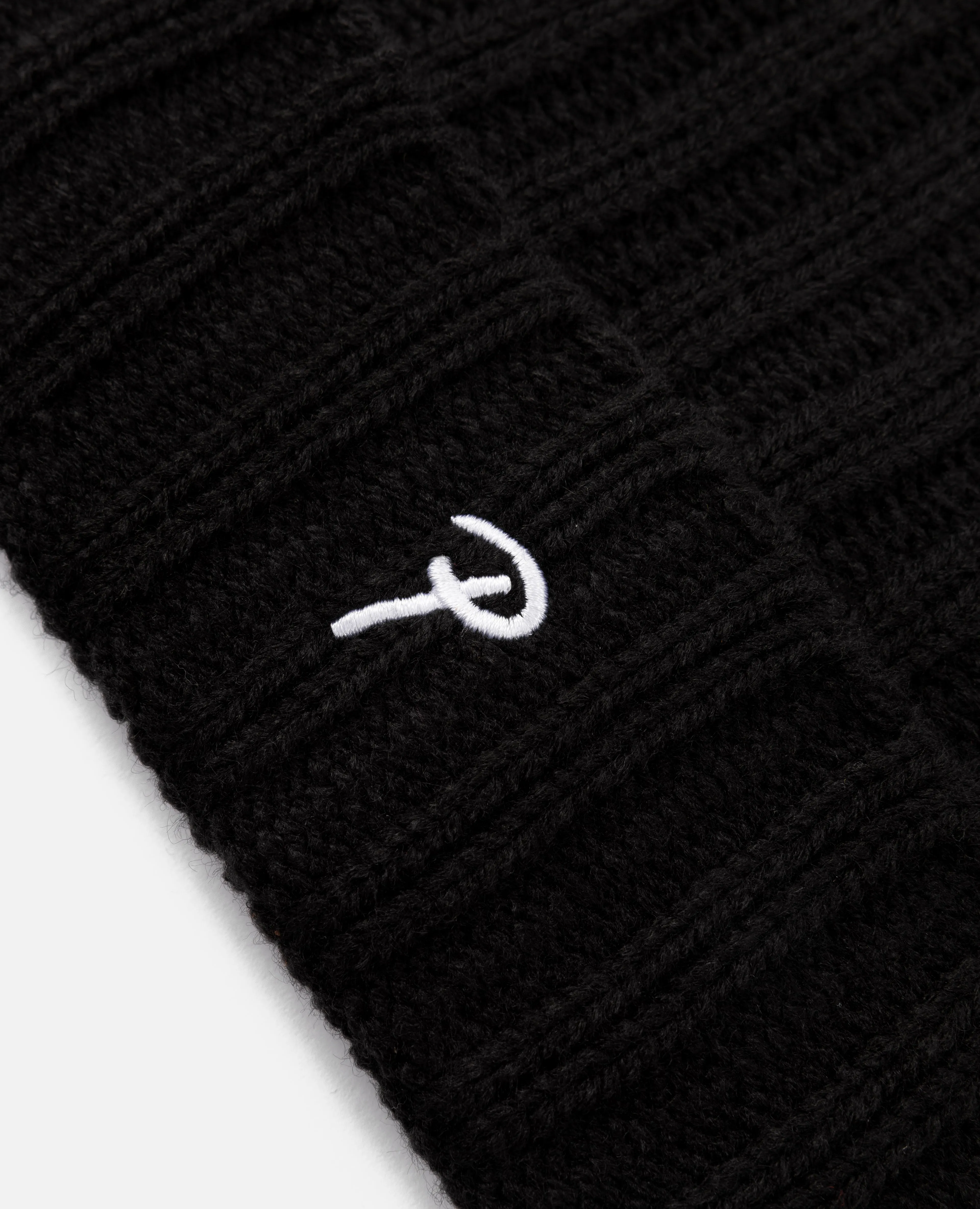 Patta Ribbed Knitted Beanie (Black)