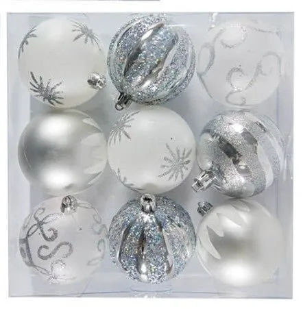 Patterned Boxed Christmas Tree Ornaments (9pcs)