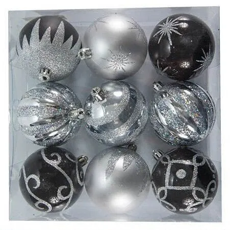 Patterned Boxed Christmas Tree Ornaments (9pcs)