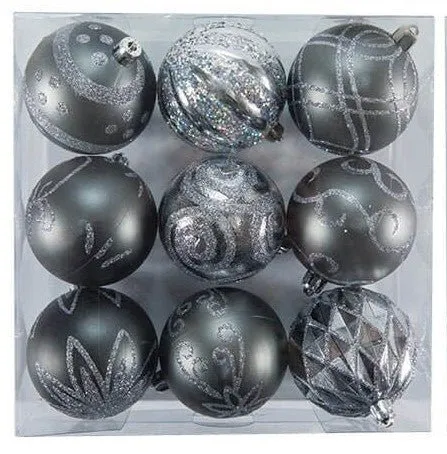 Patterned Boxed Christmas Tree Ornaments (9pcs)