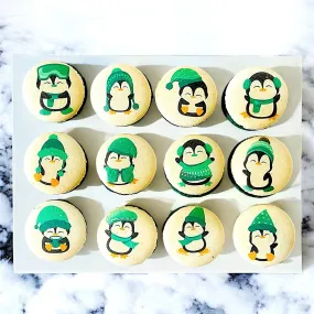 Penguin Winter Macaron Set - Green and White