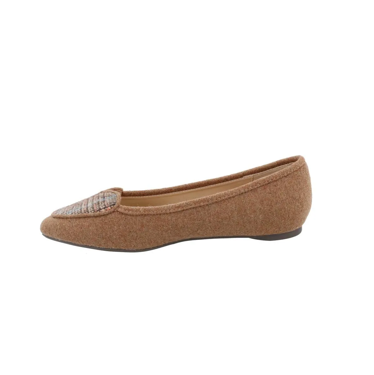 Penny Loves Kenny Nookie Plaid Women Flat Slip-on In Lt. Brown Fleece Textile