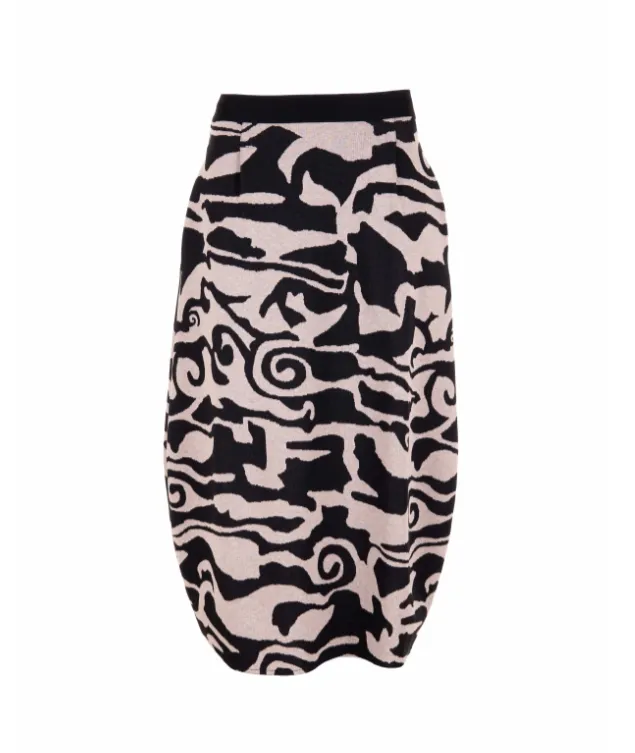 PERUZZI<BR>
Jacquard Print Skirt<BR>
Black/Sand<BR>