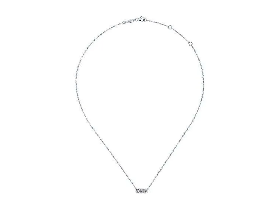 Petite Diamond Bar Necklace in White Gold