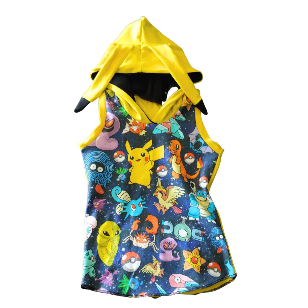 Pika Party Yellow Tank Top Hoodie with Long Ears