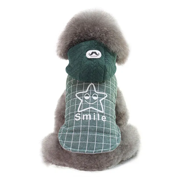 Plaid Star Print Green Gray Thick Warm Winter Hoodie