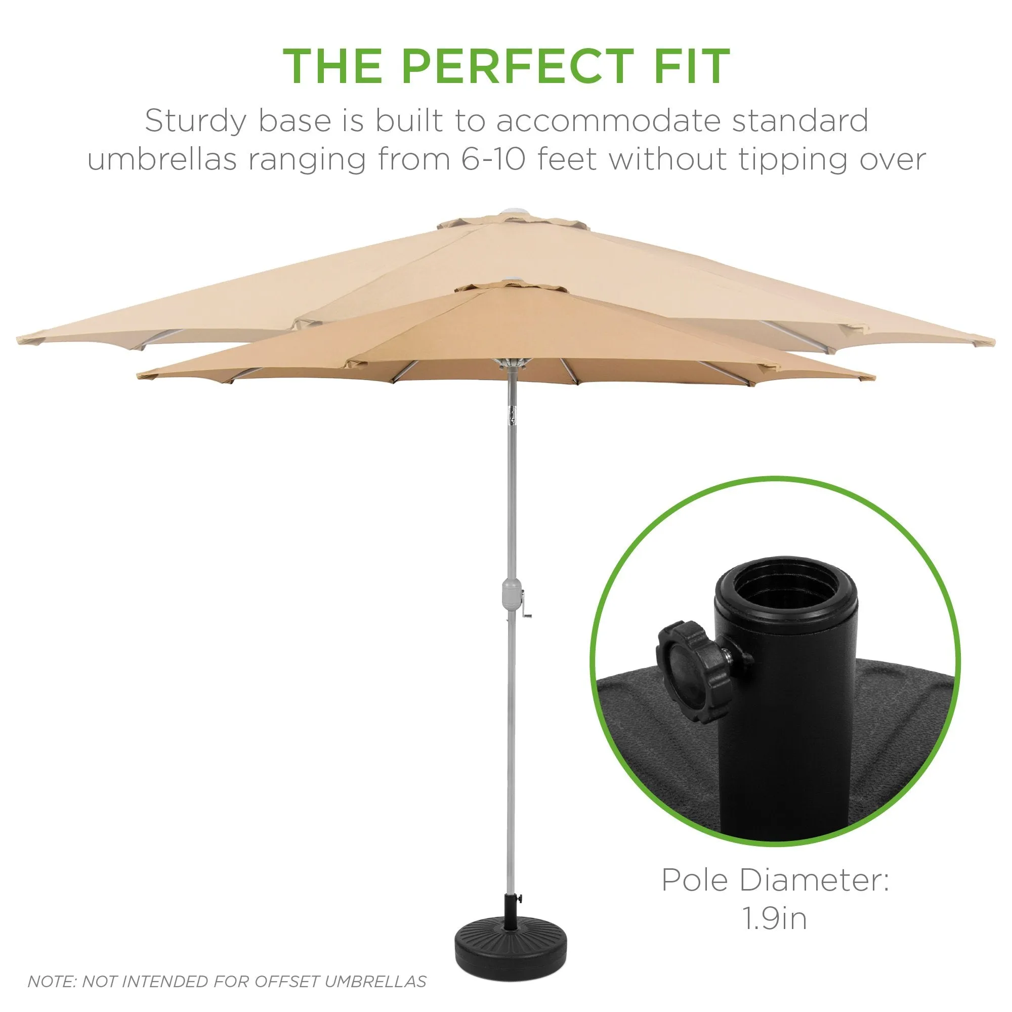 Plastic Patio Umbrella Base Pole Holder Accessory w/ Adjustable Knob