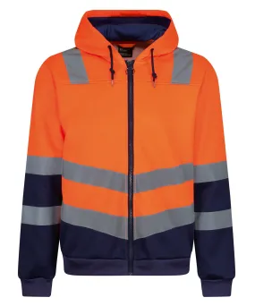 Pro hi-vis full zip hoodie | Orange/Navy