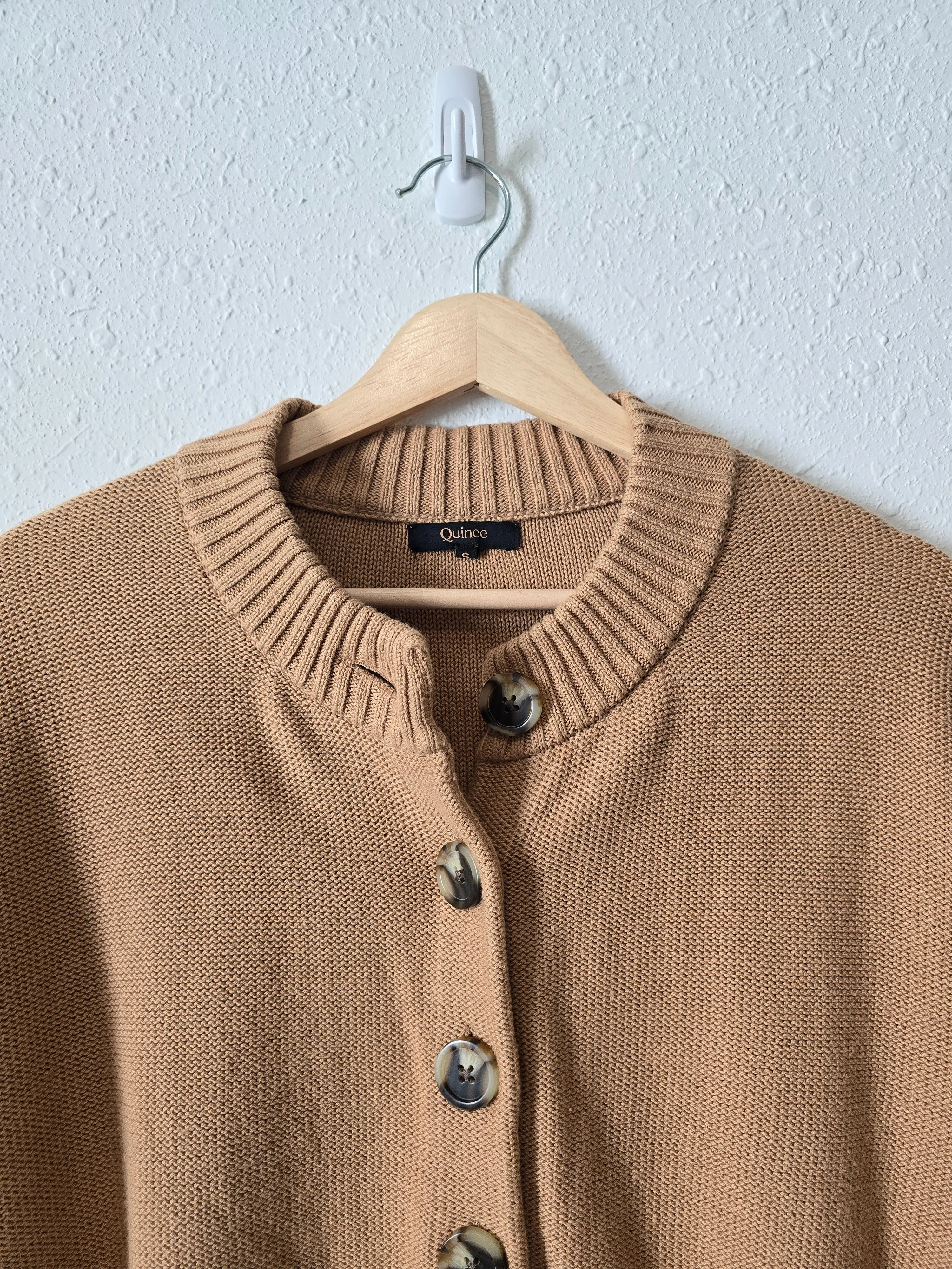 Quince Camel Crop Cardigan (S)