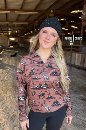 Range Riders Long Sleeved V-Neck Collar Top