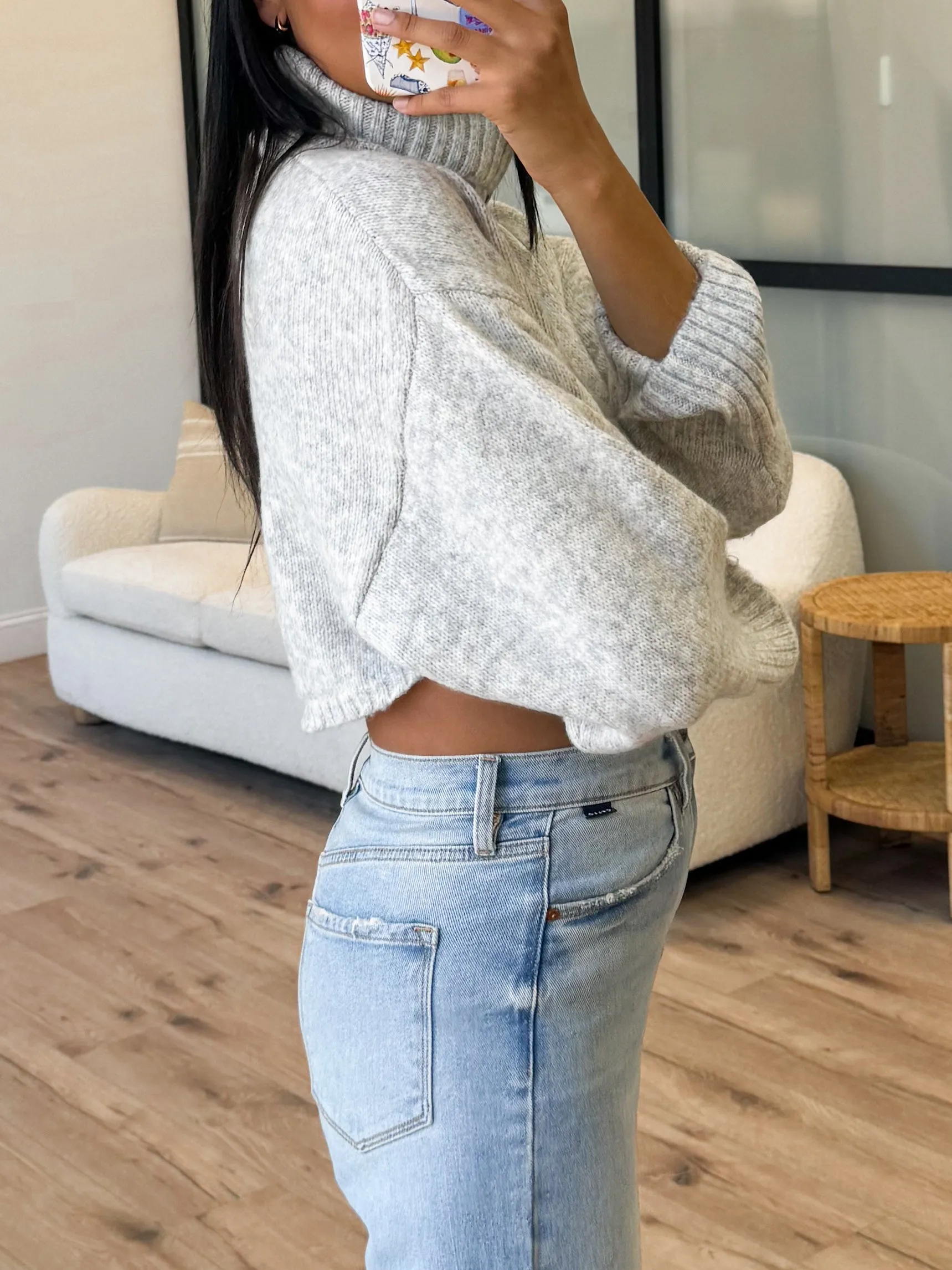 Remy Crop Turtleneck Sweater | Grey | FINAL SALE