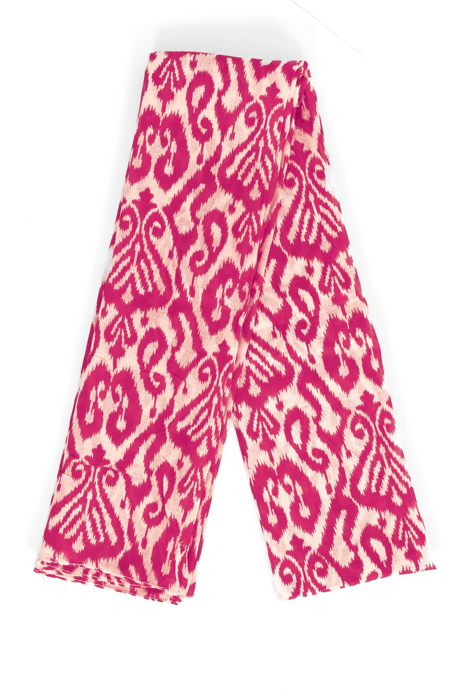 Saffron Lightweight Cotton Scarf - Fuchsia, Damask