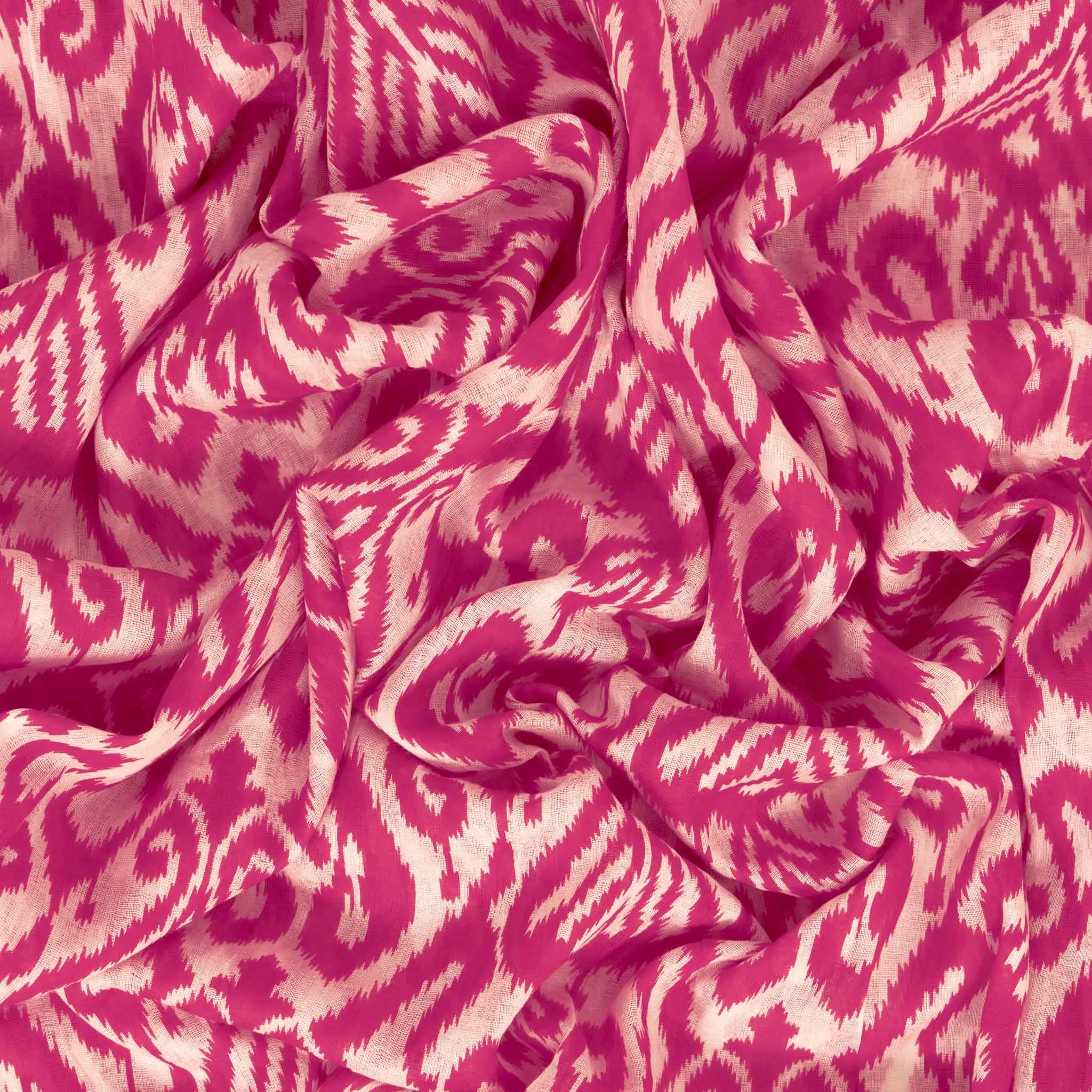 Saffron Lightweight Cotton Scarf - Fuchsia, Damask