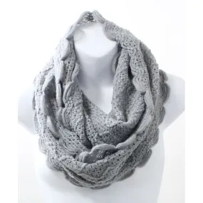 Scallop Edge Light Gray Winter Infinity Scarf