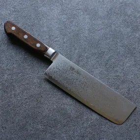 Seisuke VG10 33 Layer Damascus Nakiri 165mm Brown Pakka wood Handle