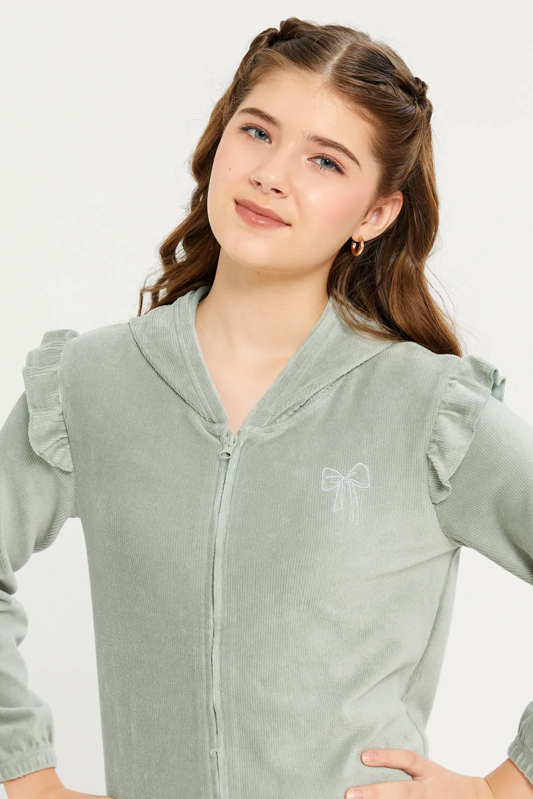 Senior Girls Green Hooded Sweatshirt