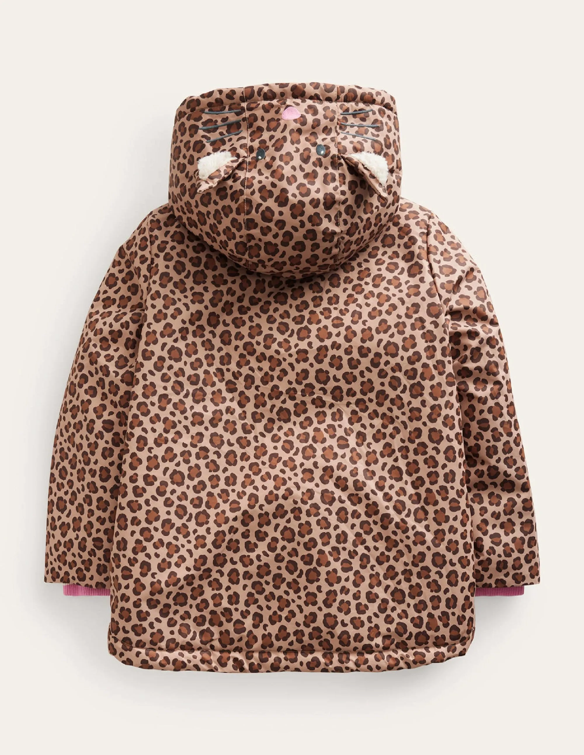 Sherpa Lined Anorak-Nut Leopard Print