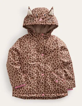 Sherpa Lined Anorak-Nut Leopard Print