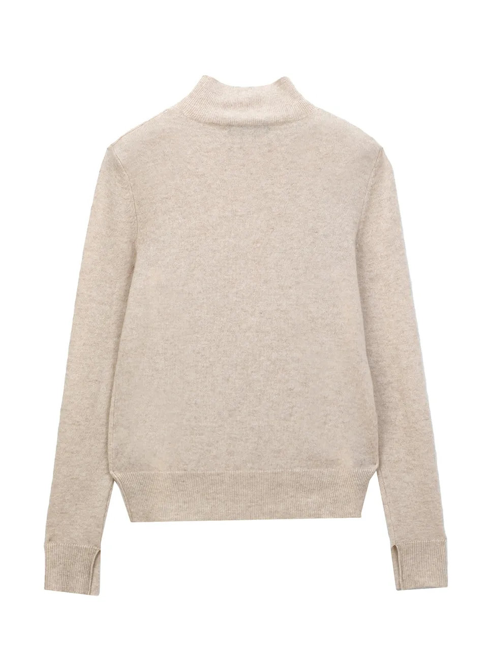 Simple High Neck Sweater_Oatmeal