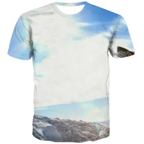 Ski T shirts Men White Shirt Print Movement Tshirts Novelty Snowfield T-shirts 3d