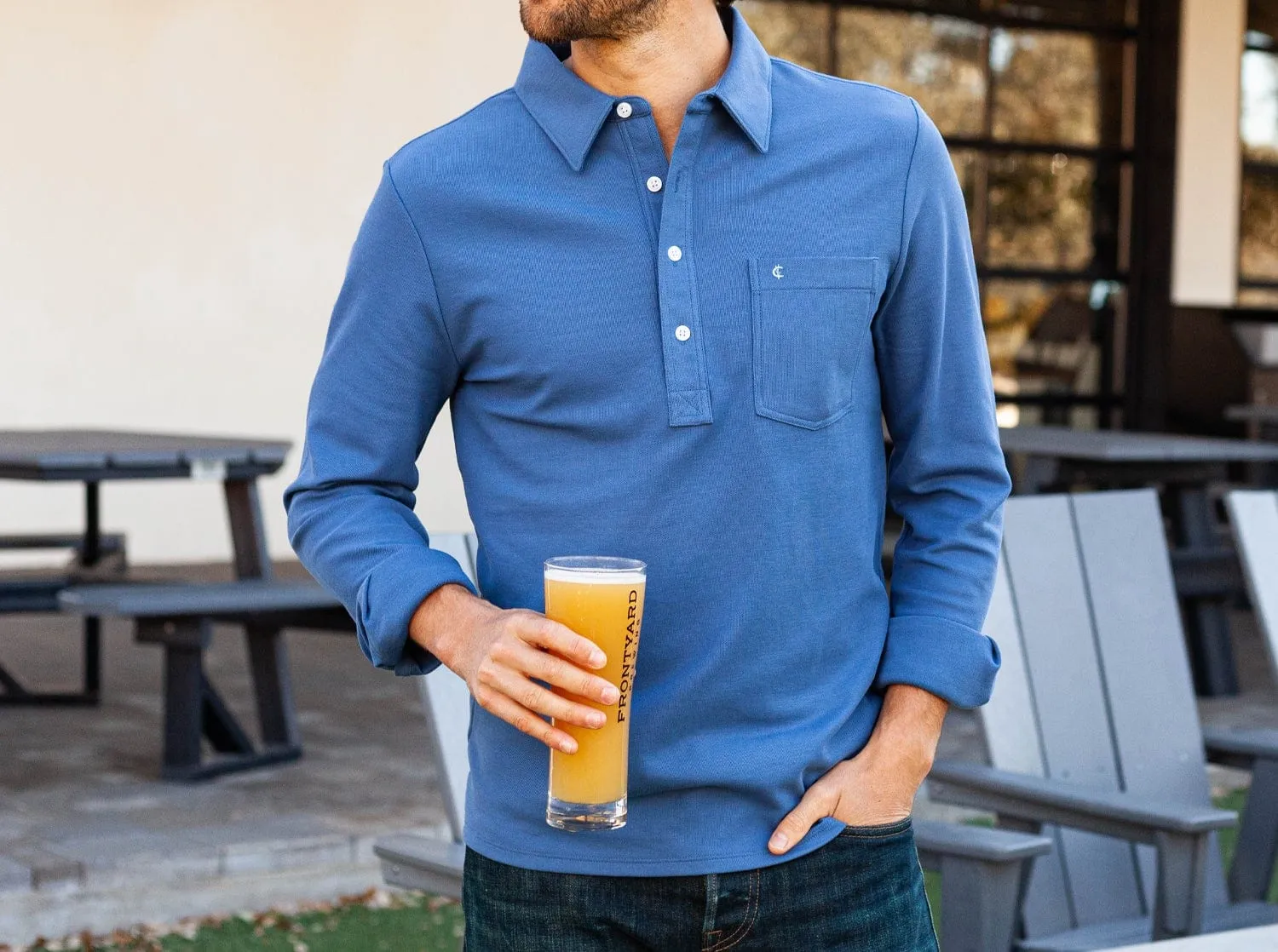 Slim Fit Long Sleeve Players Shirt - River City