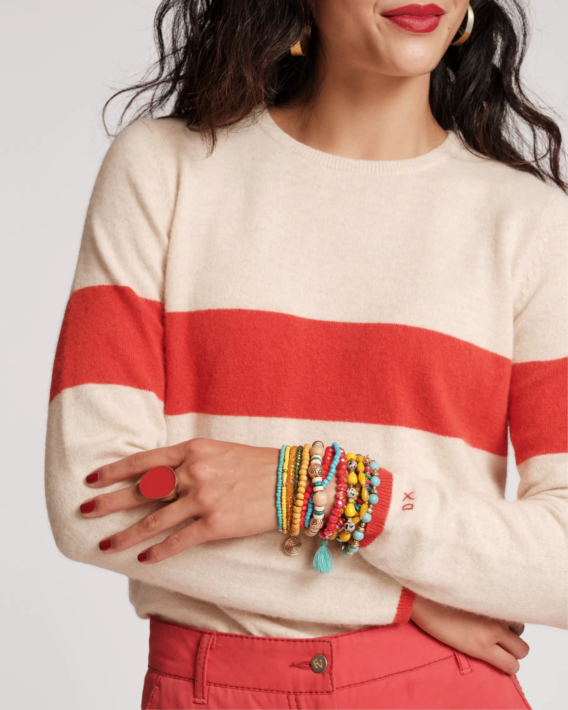 Spencer Crewneck Sweater Oatmeal Orange