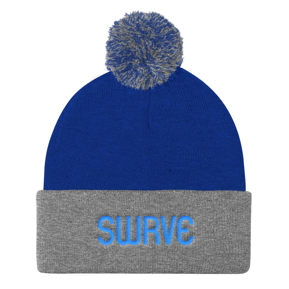 swrve 1968 CYAN embroidered Pom Pom Knit Cap