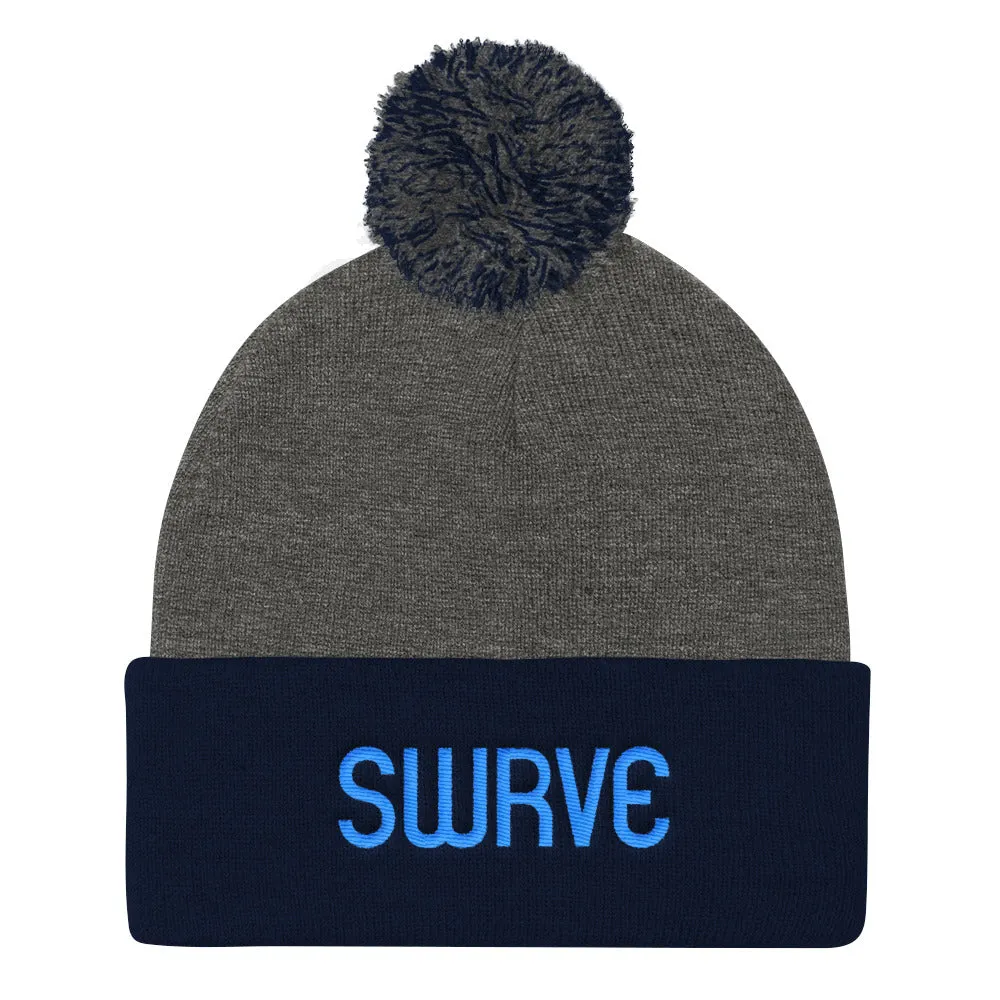 swrve 1968 CYAN embroidered Pom Pom Knit Cap