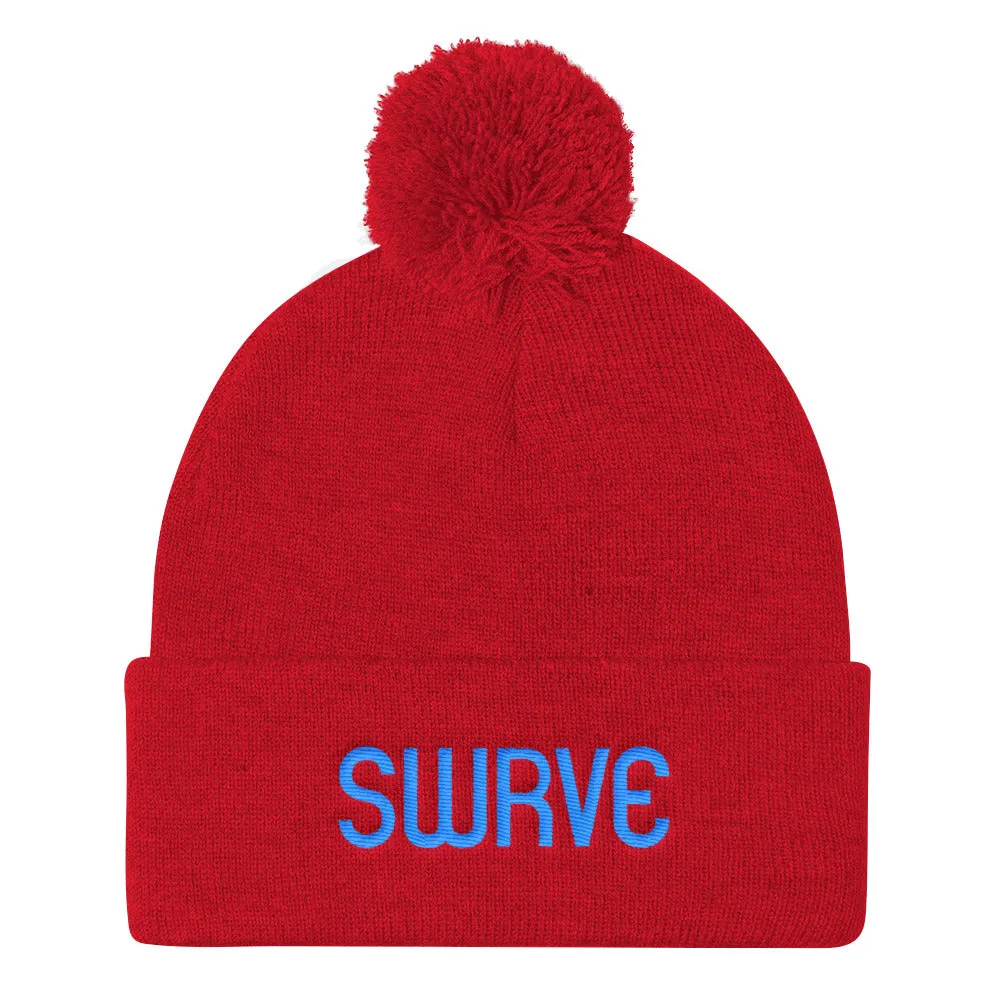 swrve 1968 CYAN embroidered Pom Pom Knit Cap