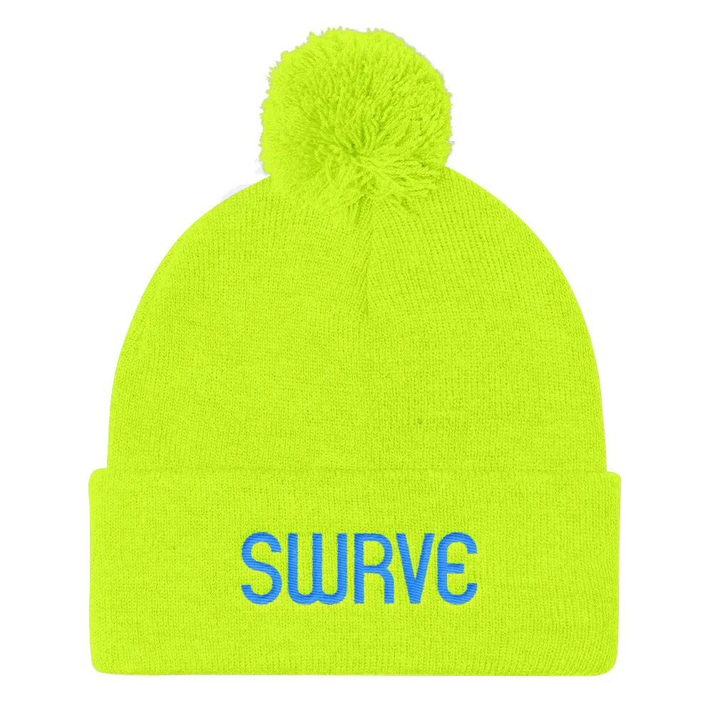 swrve 1968 CYAN embroidered Pom Pom Knit Cap