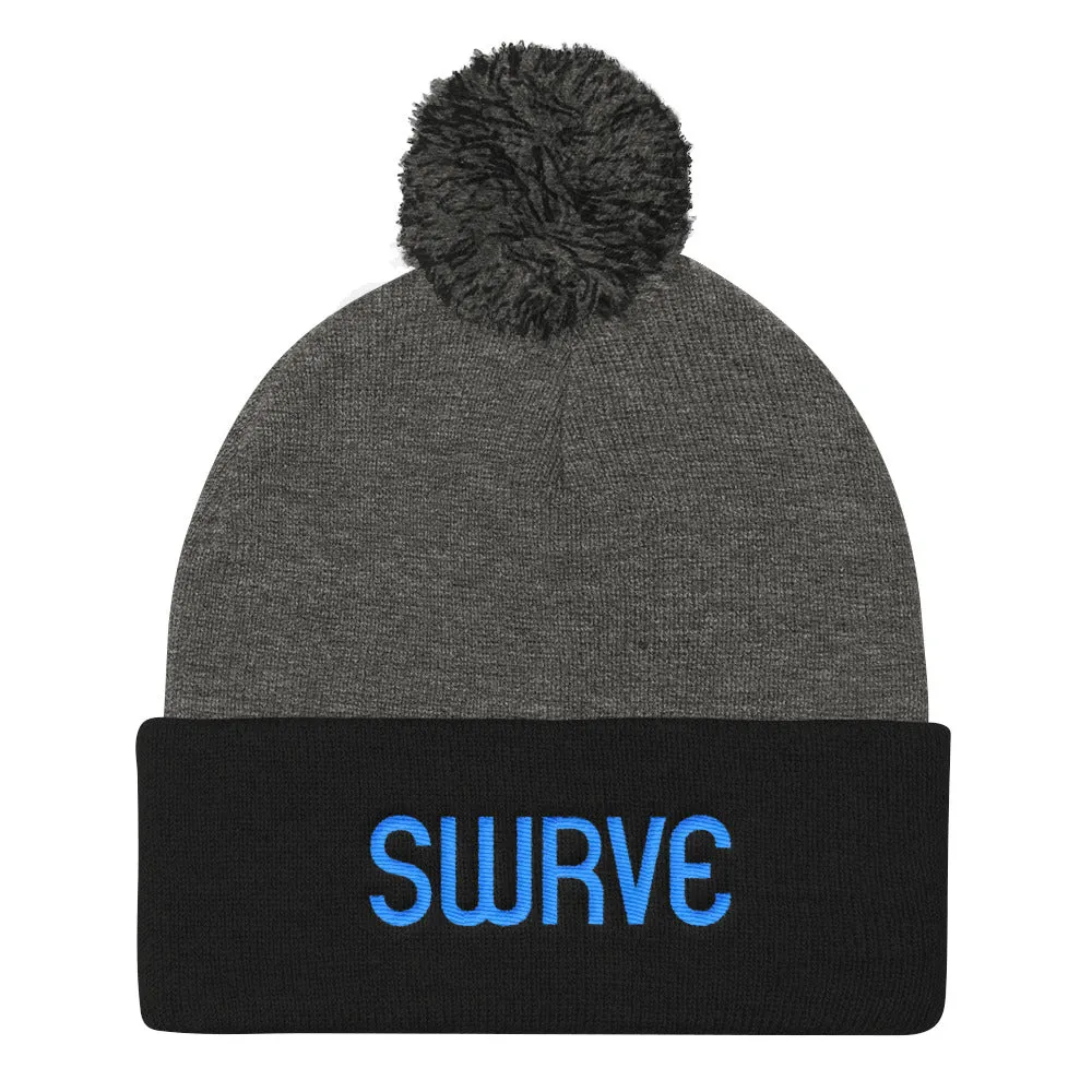 swrve 1968 CYAN embroidered Pom Pom Knit Cap