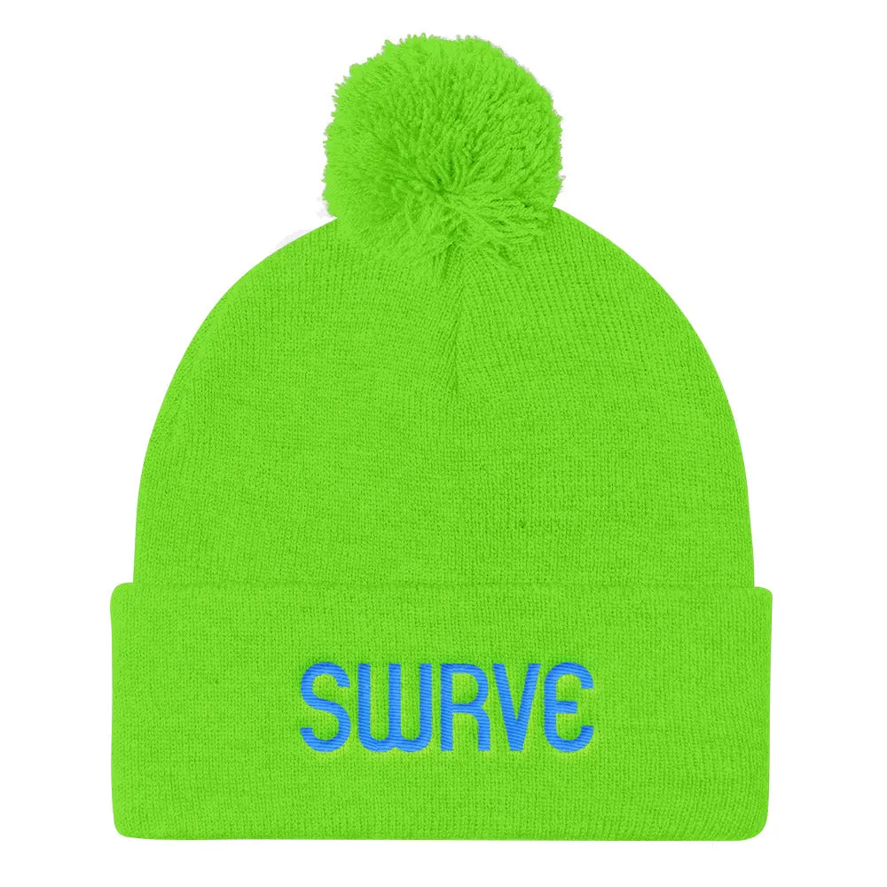 swrve 1968 CYAN embroidered Pom Pom Knit Cap