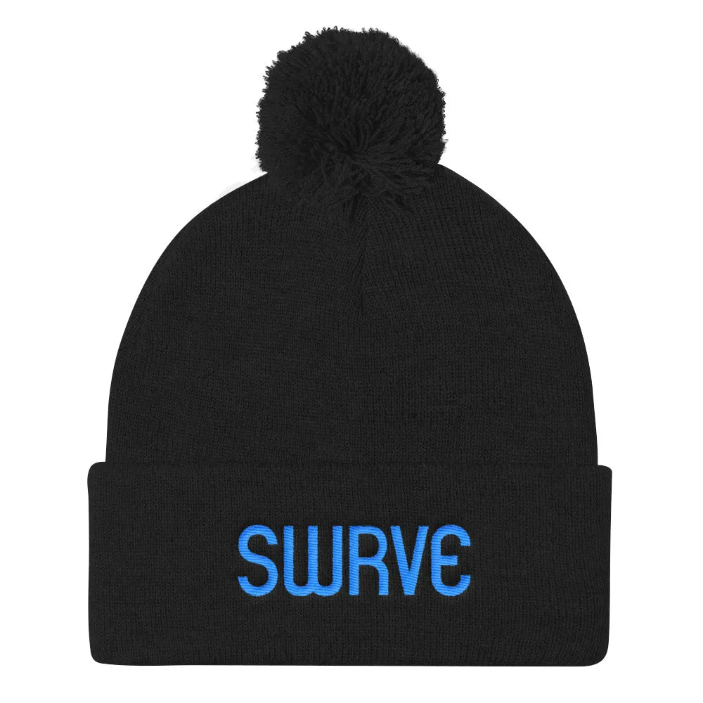 swrve 1968 CYAN embroidered Pom Pom Knit Cap