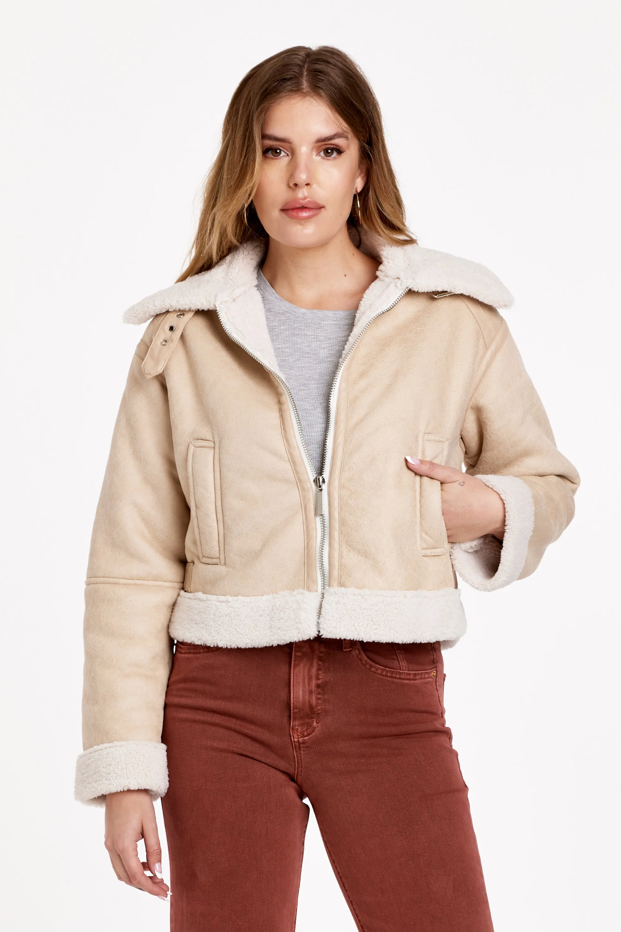 TERRY SHERPA LINEDJACKET WINTER BEIGE