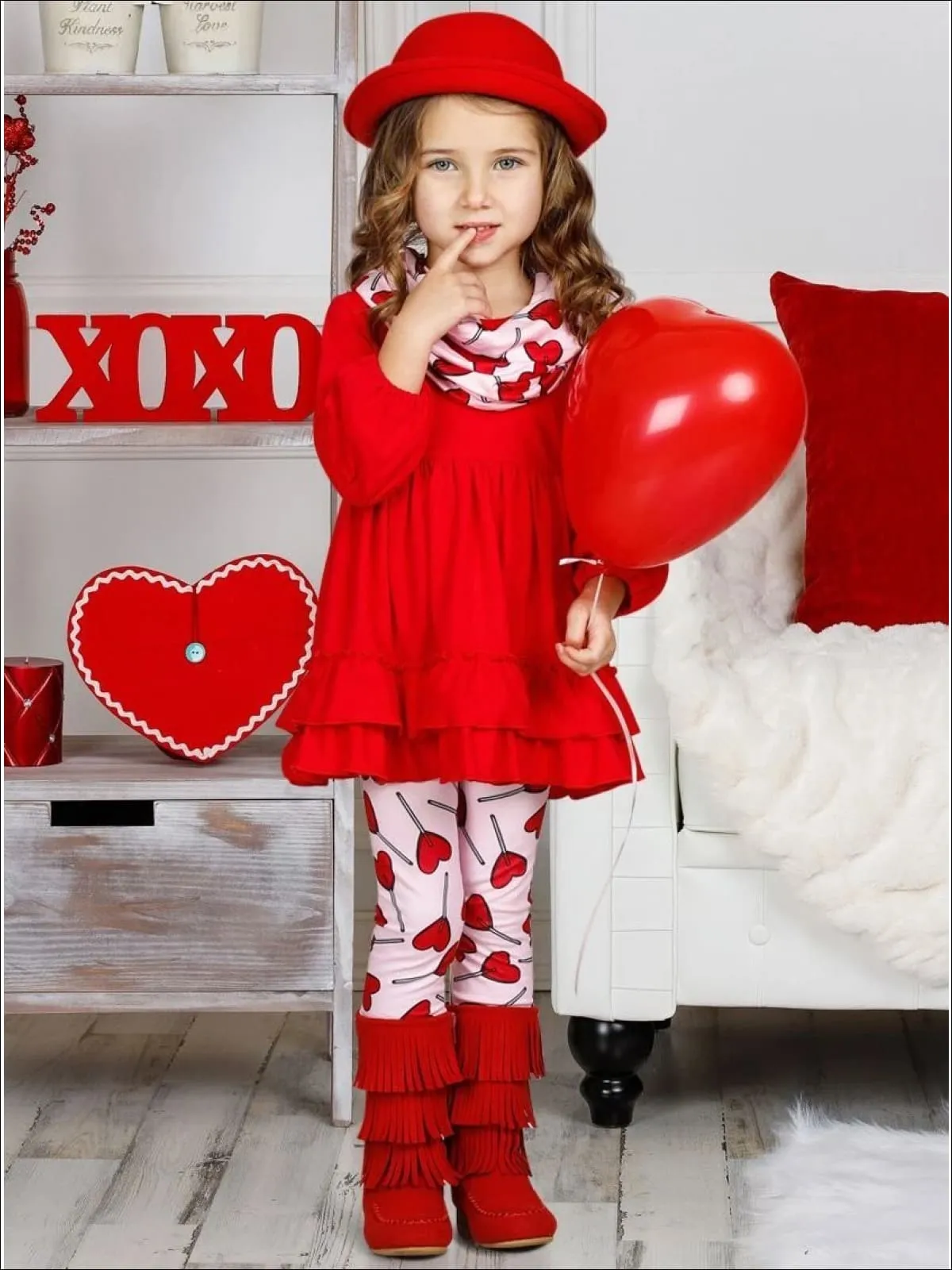 The Sweetest Heart Tunic, Scarf And Legging Set