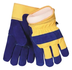 Tillman 1568 ColdBlock Blue and Yellow Select Cowhide/Canvas Winter Gloves (1 Pair)