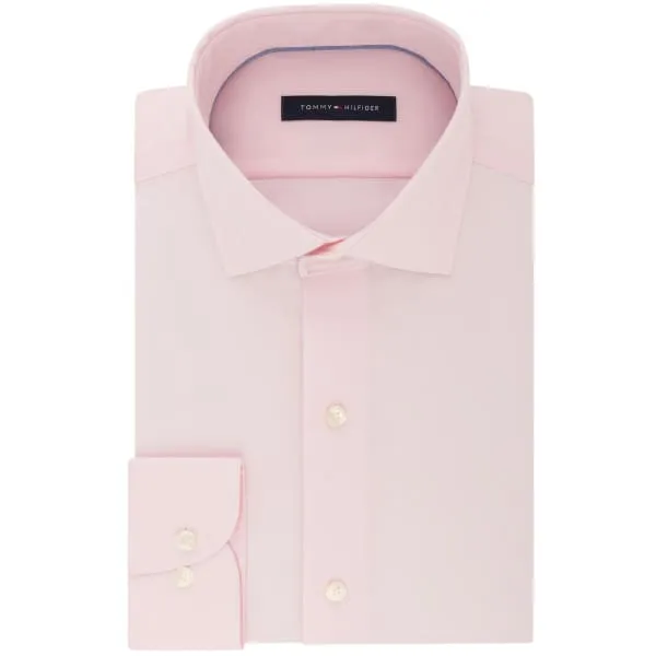 Tommy Hilfiger Mens Regular Fit Non-Iron Stretch Dress Shirt Petal