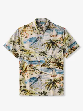 Tranquil Tropical Island Life Cotton Shirt