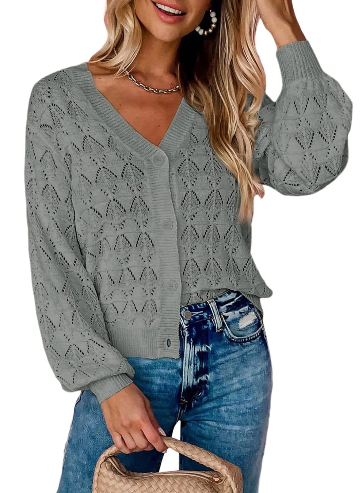 Trendy V-Neck Button-Down Knitted Cardigan – Classic and Versatile