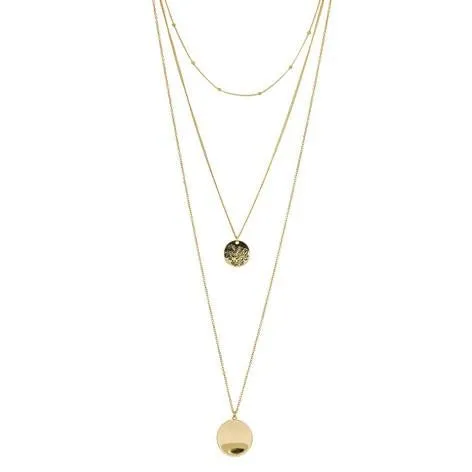 Triple Layer Necklace with Coin Drop