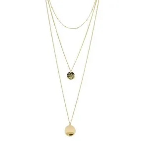 Triple Layer Necklace with Coin Drop