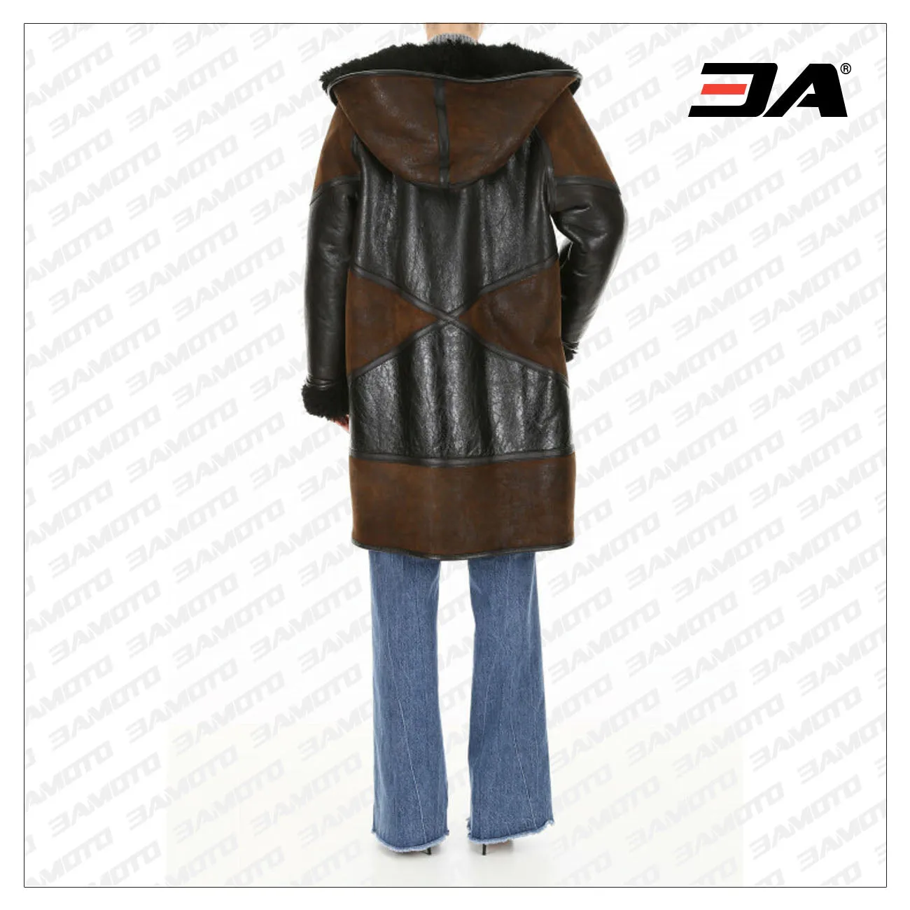 Two Tone Lamb Fur Hooded Coat