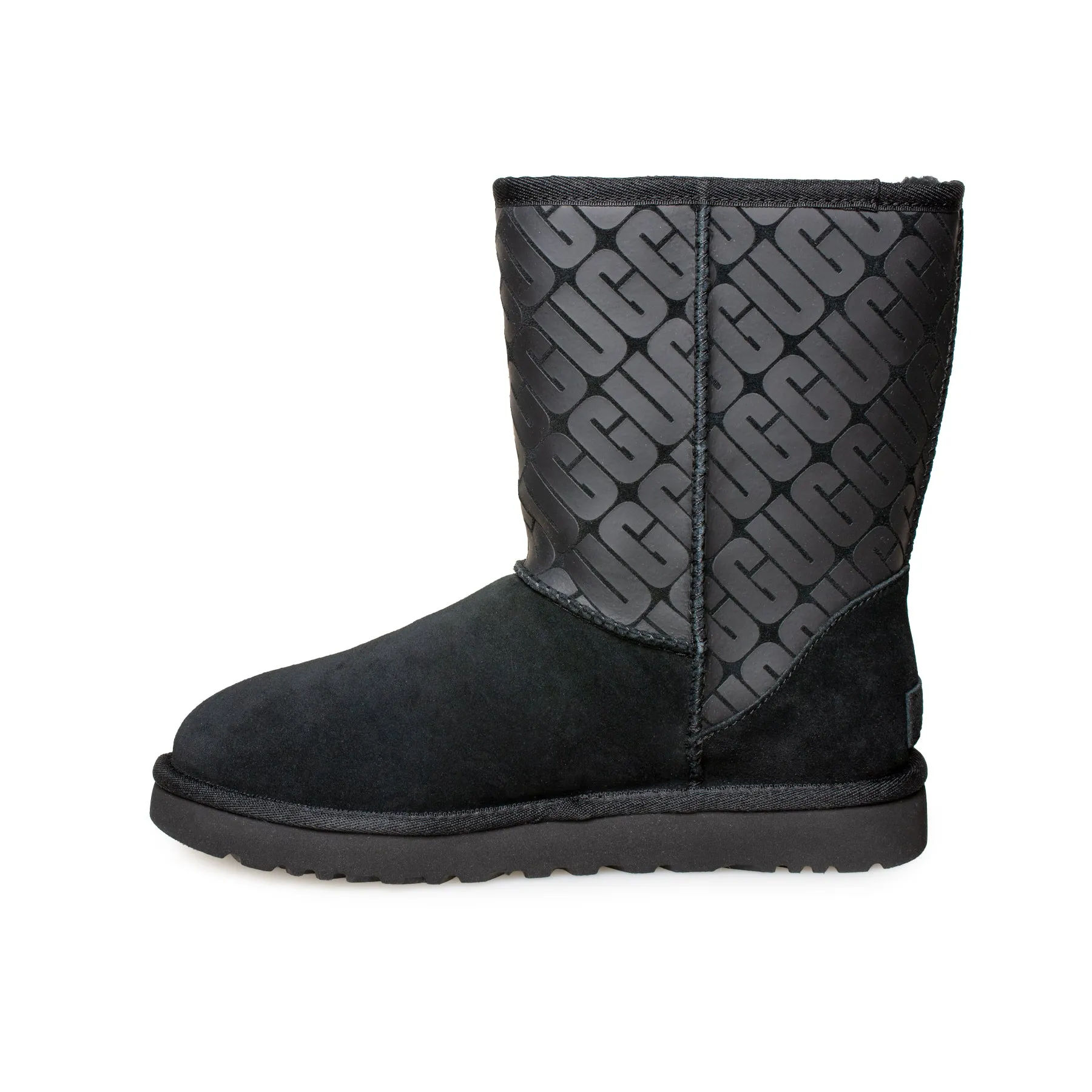 UGG Classic Short II UGG Logo Black Boots - Women's